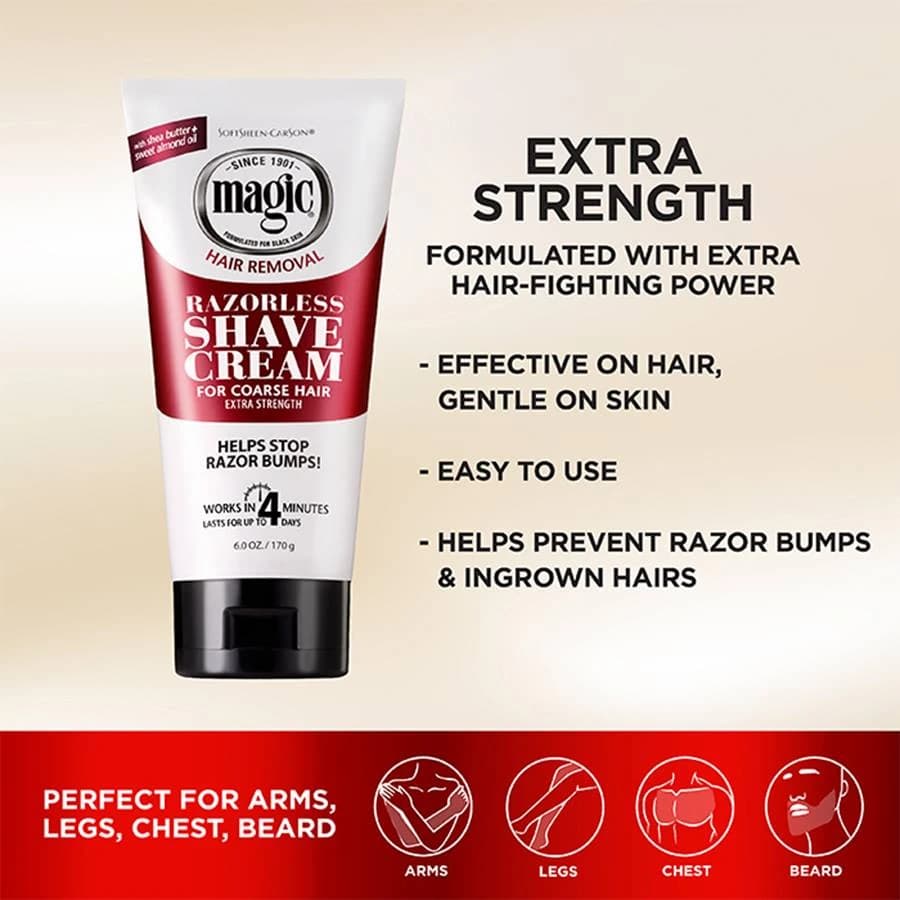 Magic Hair Removal Razorless Shave Cream - Extra Strength for Coarse Hair - alternate